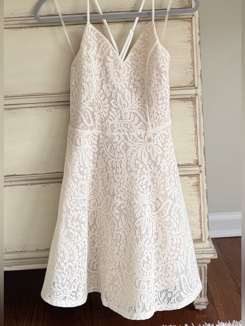 Charlotte Russe Ivory Lace Fit & Flare Mini Dress